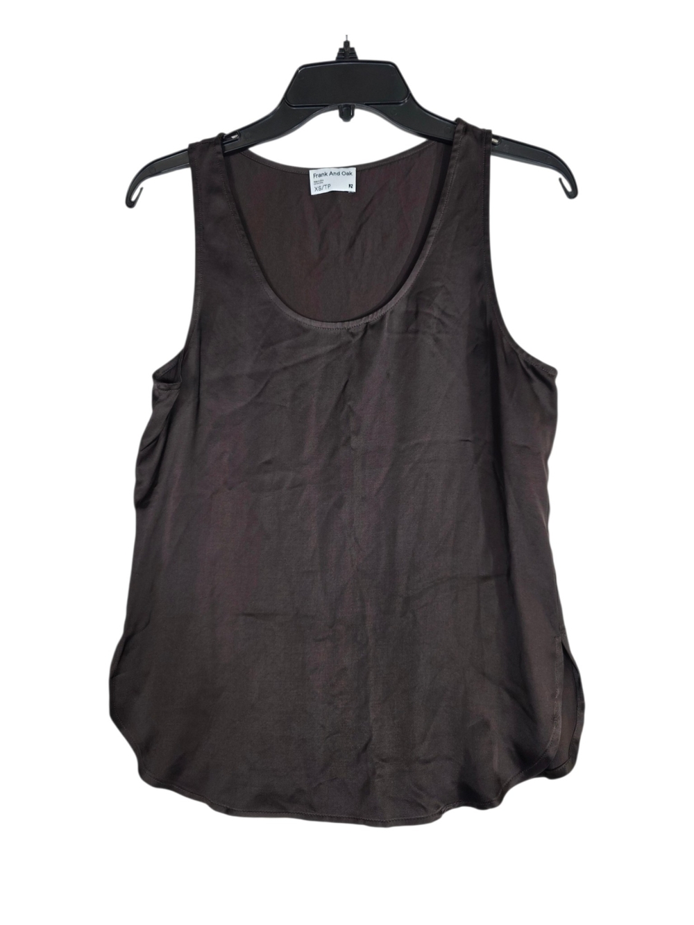 Frank & Oak Dark Satin Brown Scoop Neck Tank